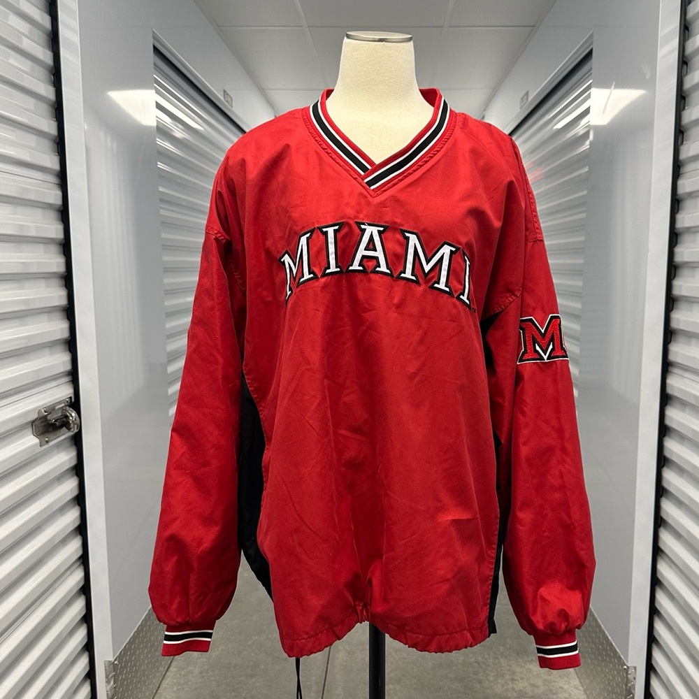 Vintage Miami University Ohio v neck windbreaker pullover XL